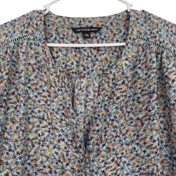 Zac & Rachel Womens Plus Size 3X Floral Long Sleeve Button Up  Top Blouse - Picture 8 of 13